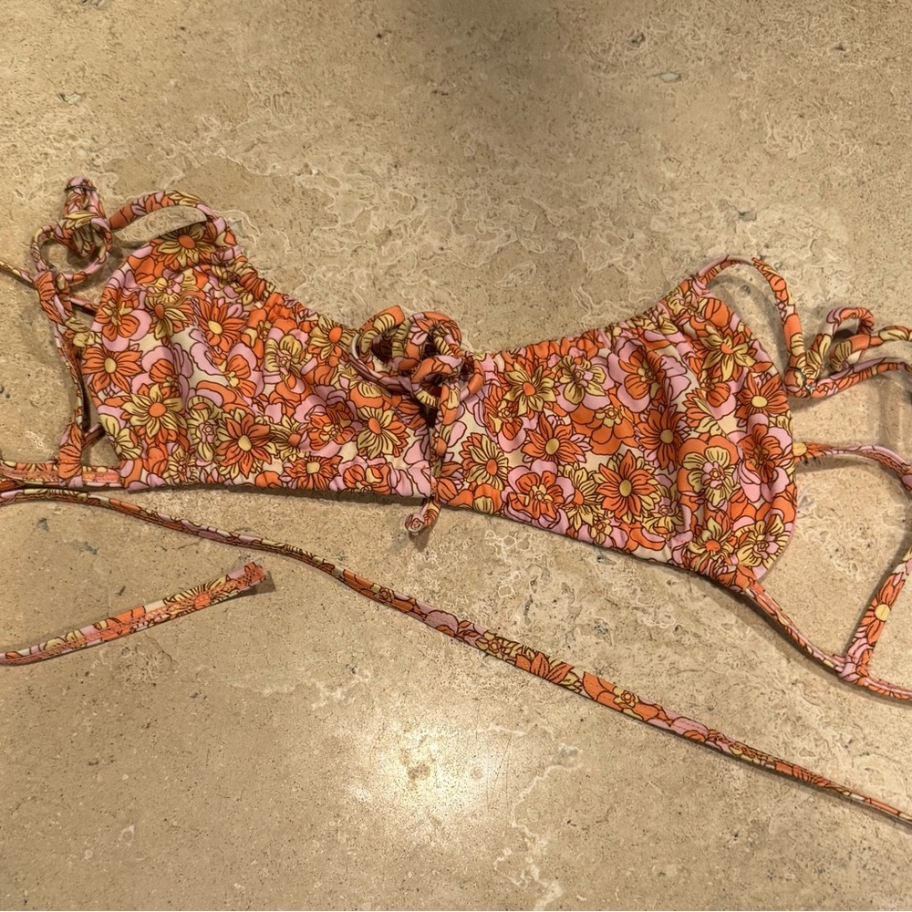 Tilly's Floral Bikini Top - Orange and Pink